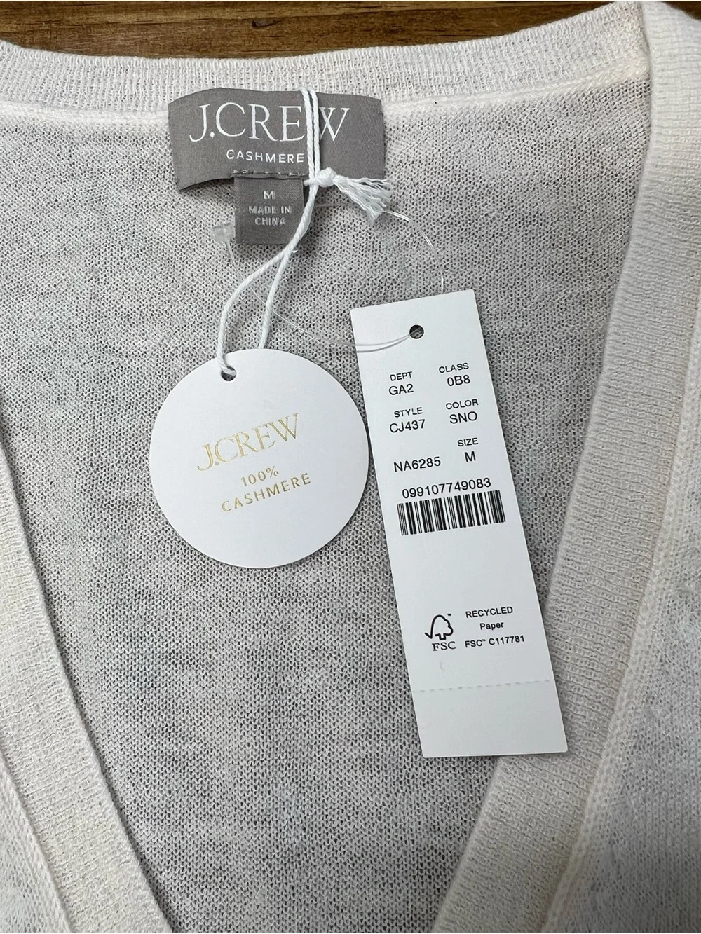 J. Crew Oversized featherweight cashmere V-neck sweater Snow White Size Medium